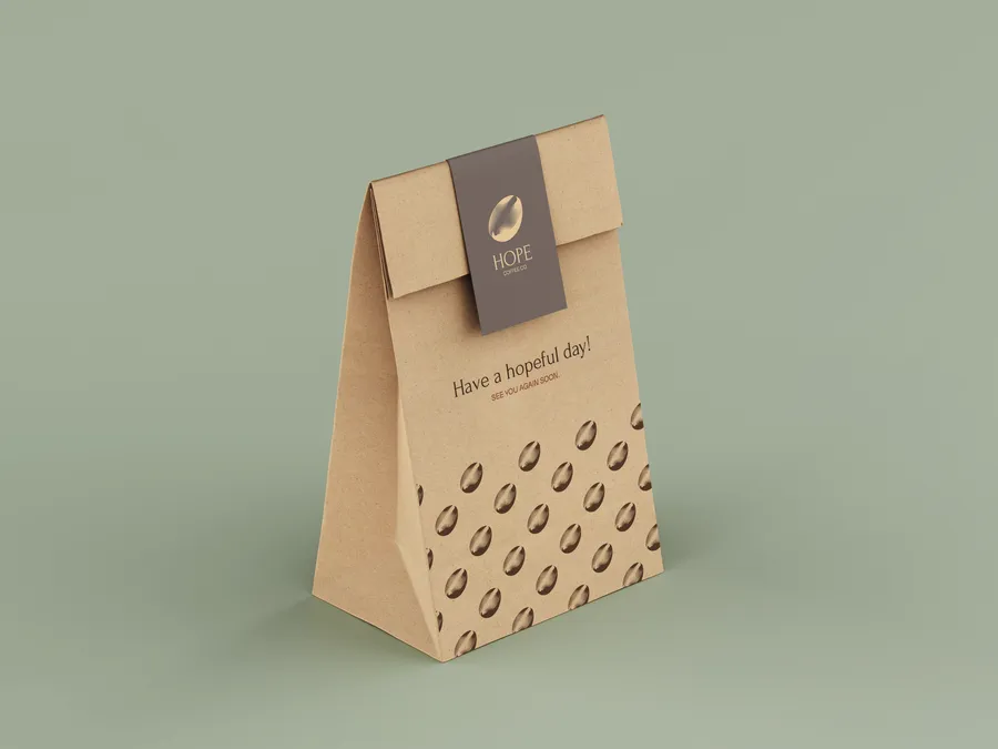 Hope Coffee stationery mockup with business cards.